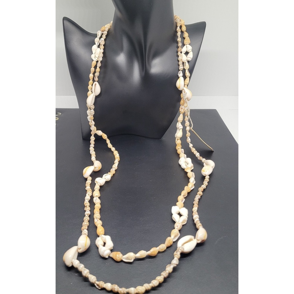 Vintage‎ Necklace Shell 2 Strand Beach Boho Natural Beaded Popular Hawaii Costal